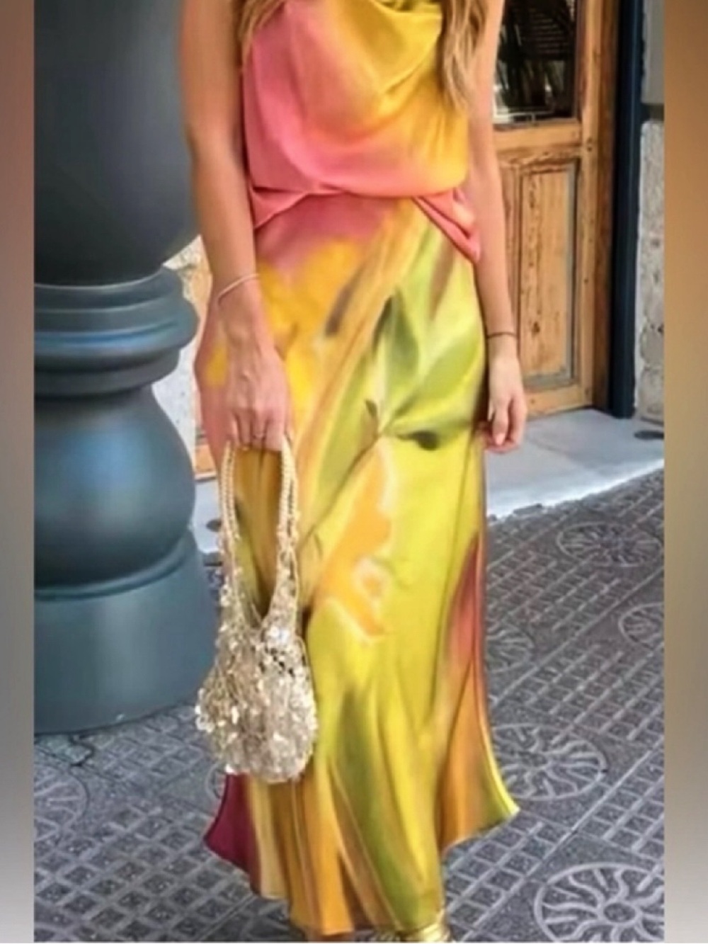 ZARA Floral Satin Maxi Skirt in Yellow, Pink & Green! 💐